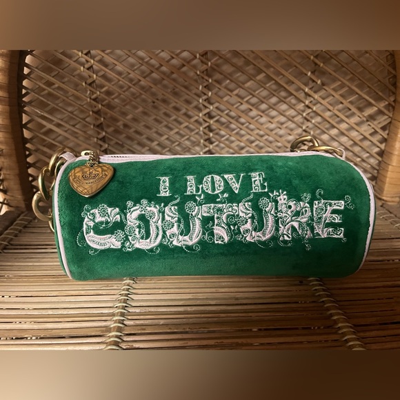 Y2K Vintage Juicy Couture Green Velour Barrel Bag - Picture 2 of 13